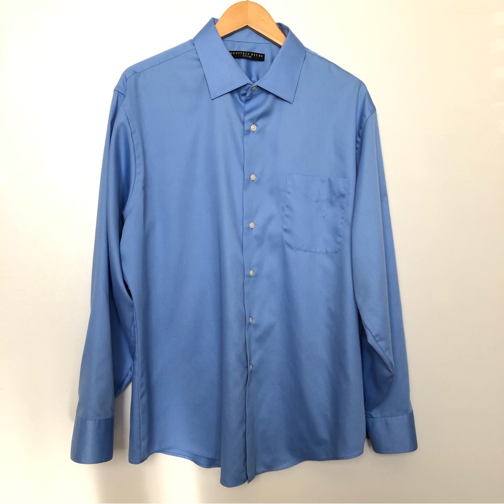 Geoffrey Beene Dress Shirt Fitted Blue Size 34/35